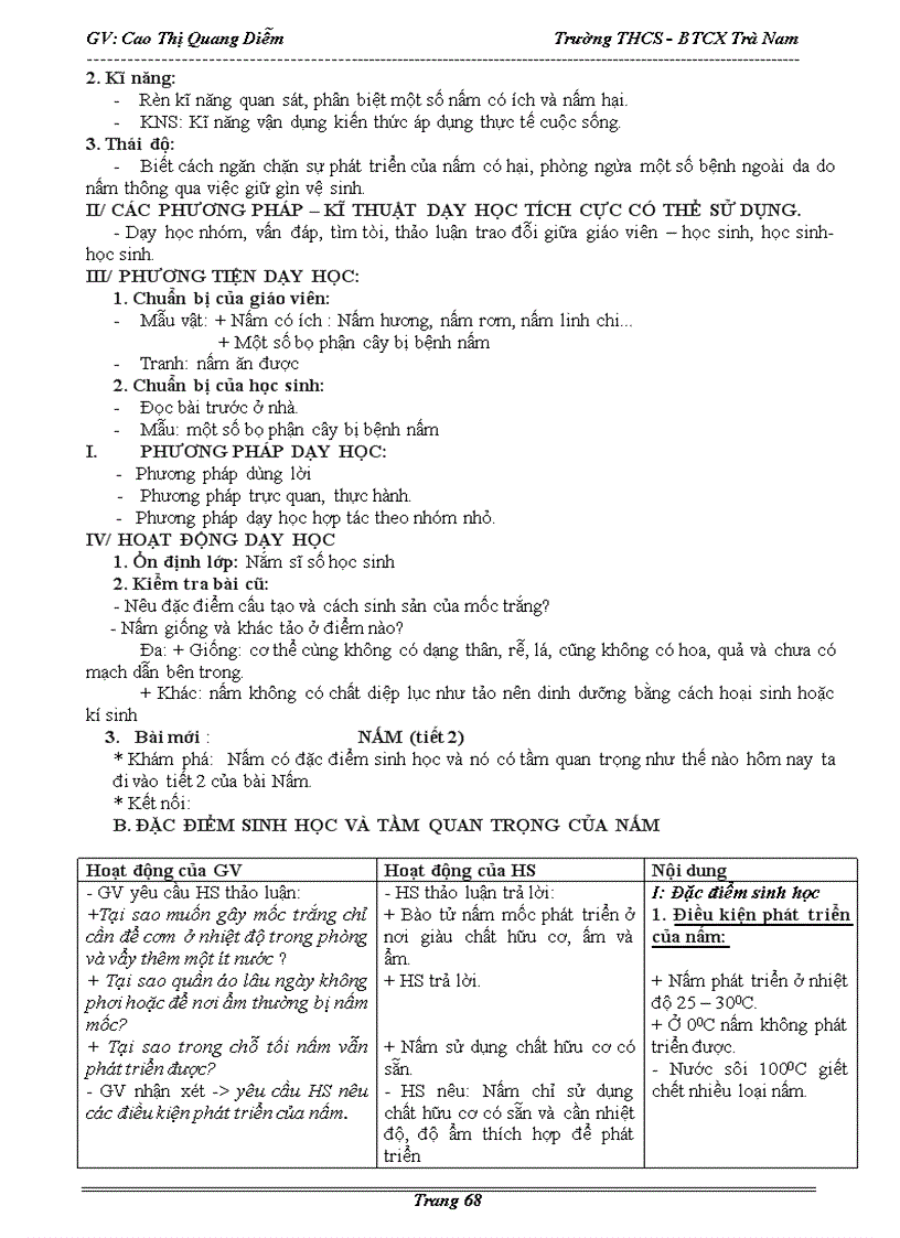 image for page Giáo án Sinh Học 6 kì 2 chuẩn KTKN