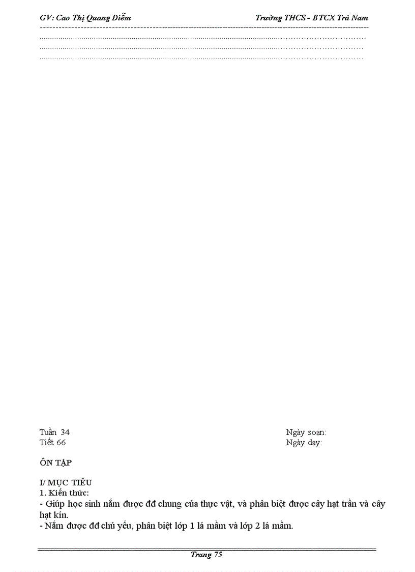 image for page Giáo án Sinh Học 6 kì 2 chuẩn KTKN