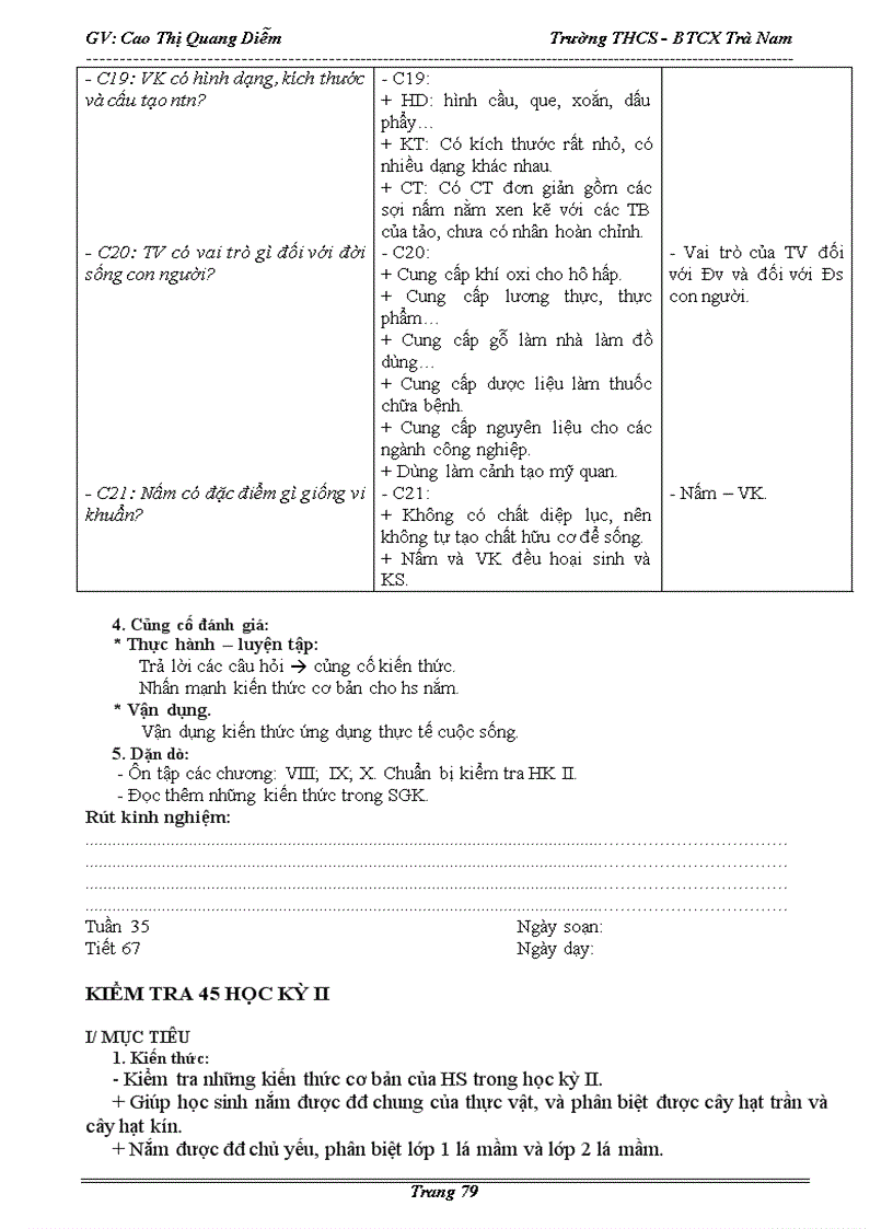 image for page Giáo án Sinh Học 6 kì 2 chuẩn KTKN