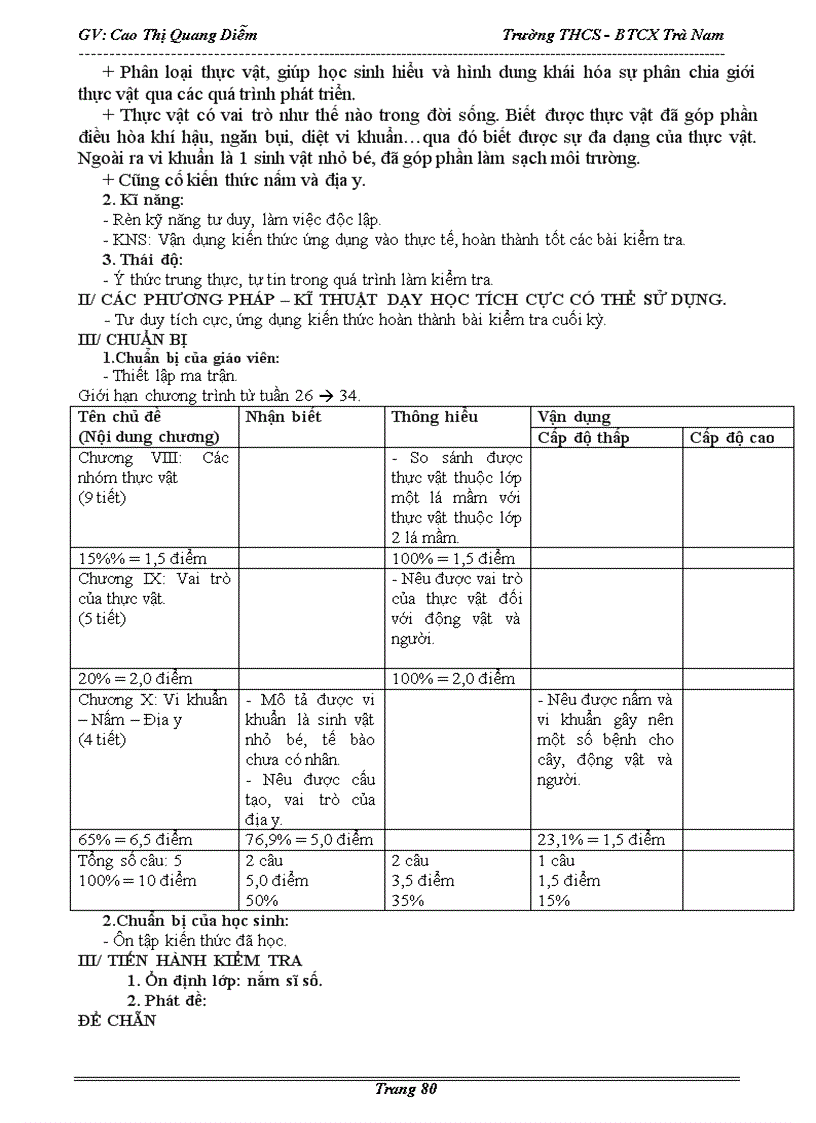 image for page Giáo án Sinh Học 6 kì 2 chuẩn KTKN