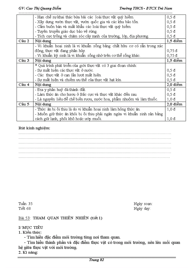image for page Giáo án Sinh Học 6 kì 2 chuẩn KTKN