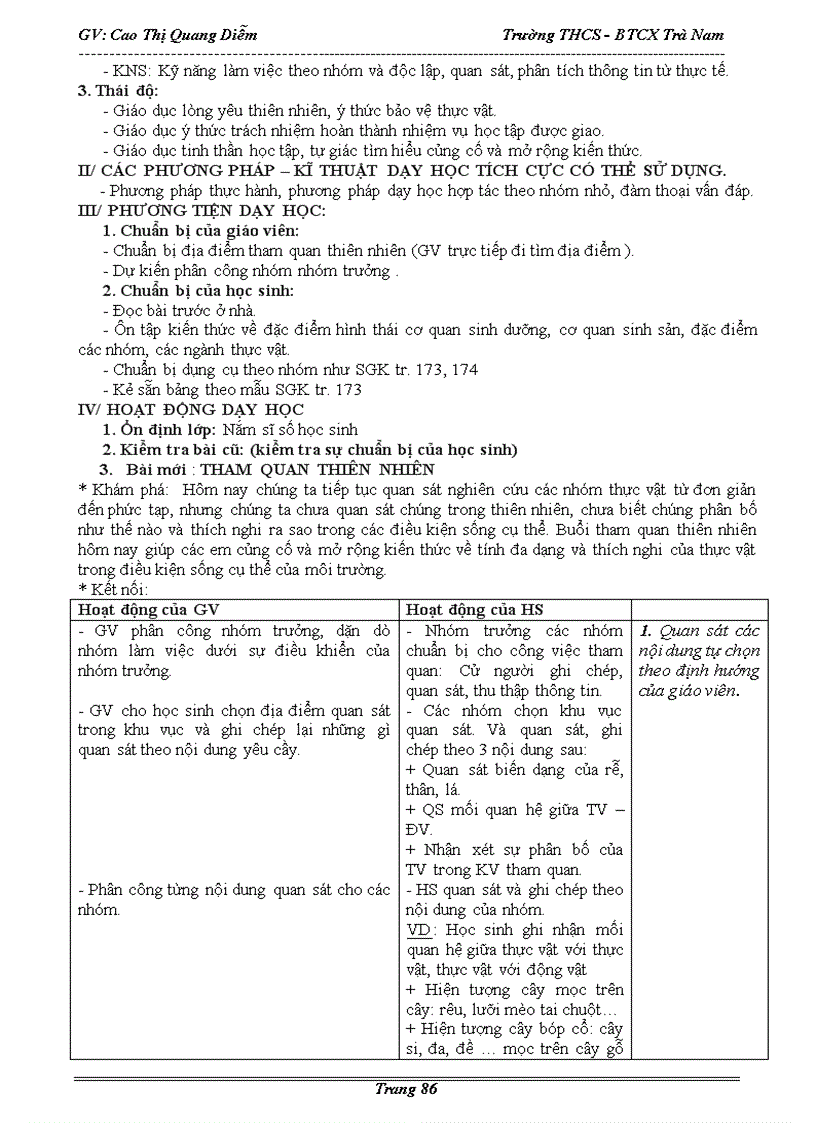 image for page Giáo án Sinh Học 6 kì 2 chuẩn KTKN