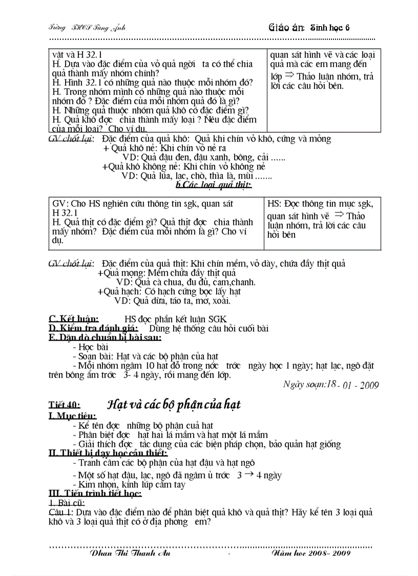 image for page Giáo án Sinh học 6 Mới HKII