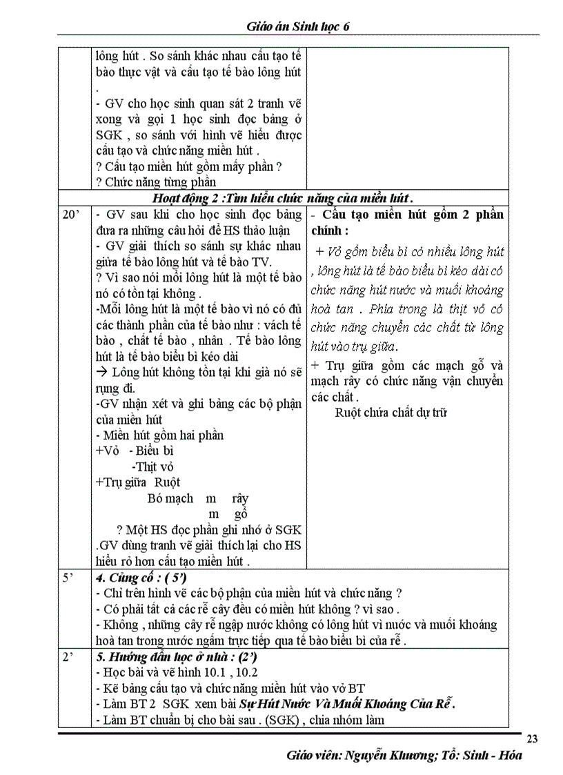 image for page Giáo án Sinh học 6 tiết 8 14 chuẩn 2 cột