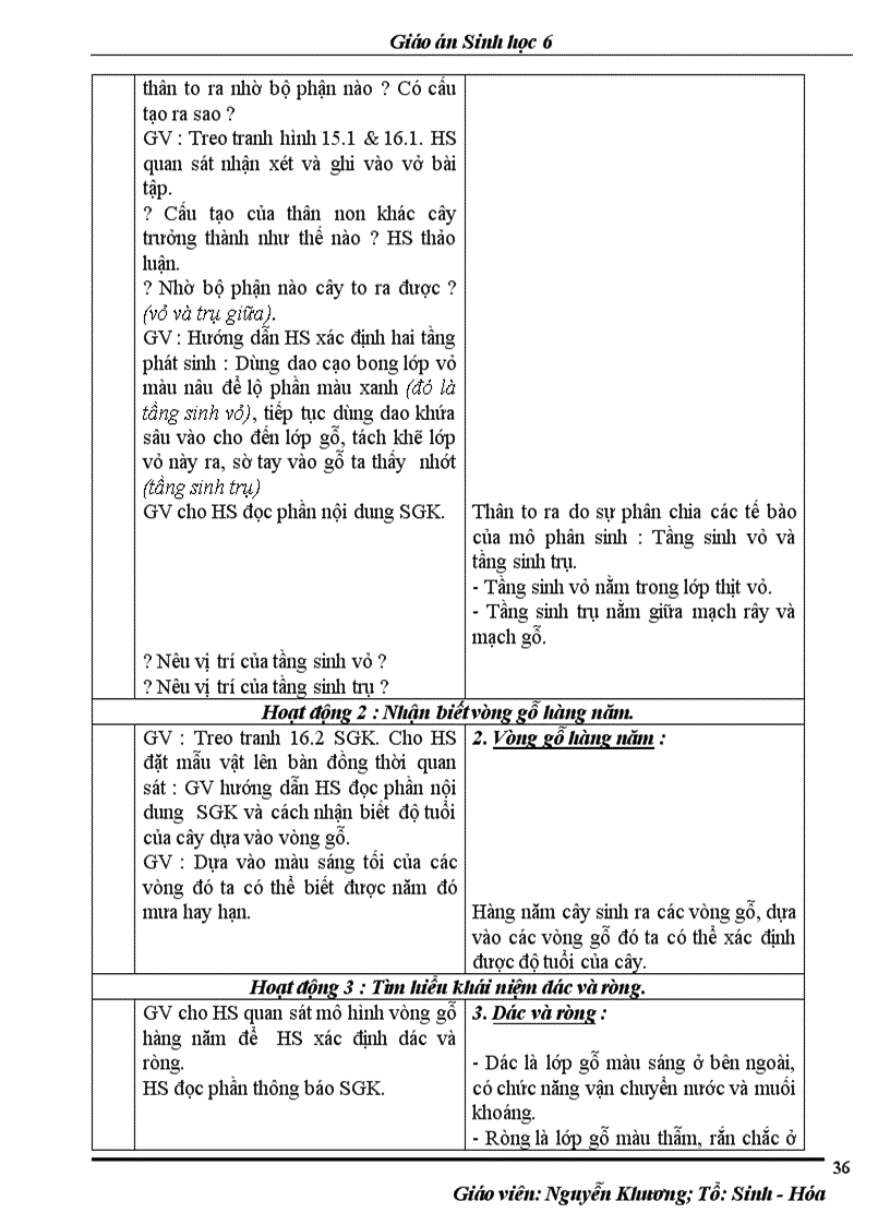 image for page Giáo án Sinh học 6 tiết 8 14 chuẩn 2 cột