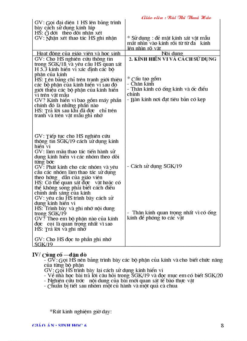 image for page Giao an Sinh hoc 6 2011 2012 Chuan KTKN