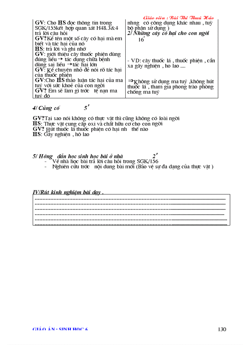 image for page Giao an Sinh hoc 6 2011 2012 Chuan KTKN