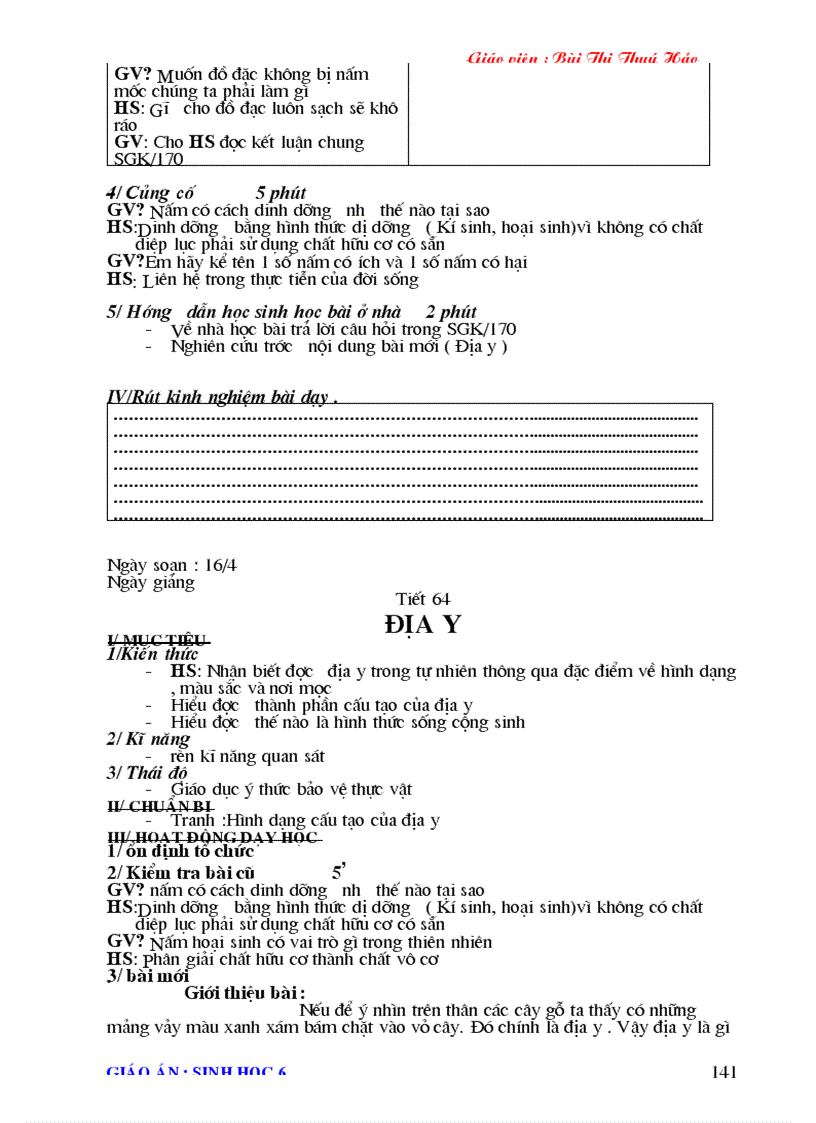 image for page Giao an Sinh hoc 6 2011 2012 Chuan KTKN