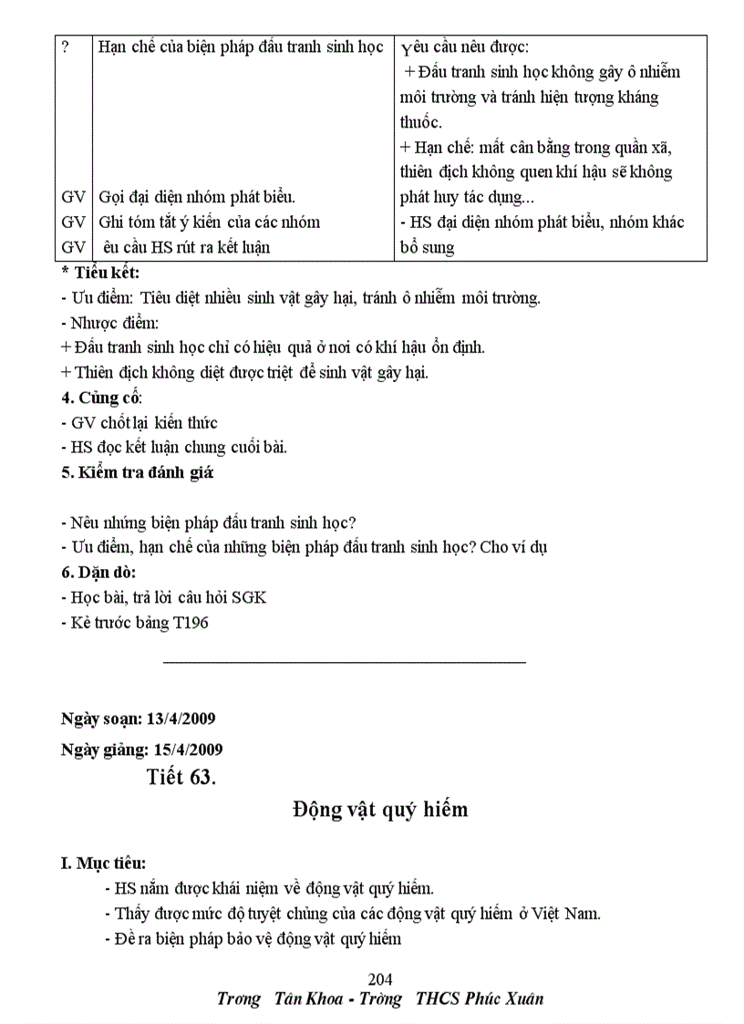 image for page Giáo Án Sinh Học 7 3 cột cả năm