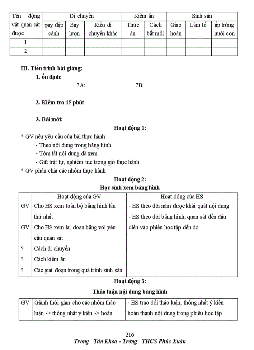 image for page Giáo Án Sinh Học 7 3 cột cả năm