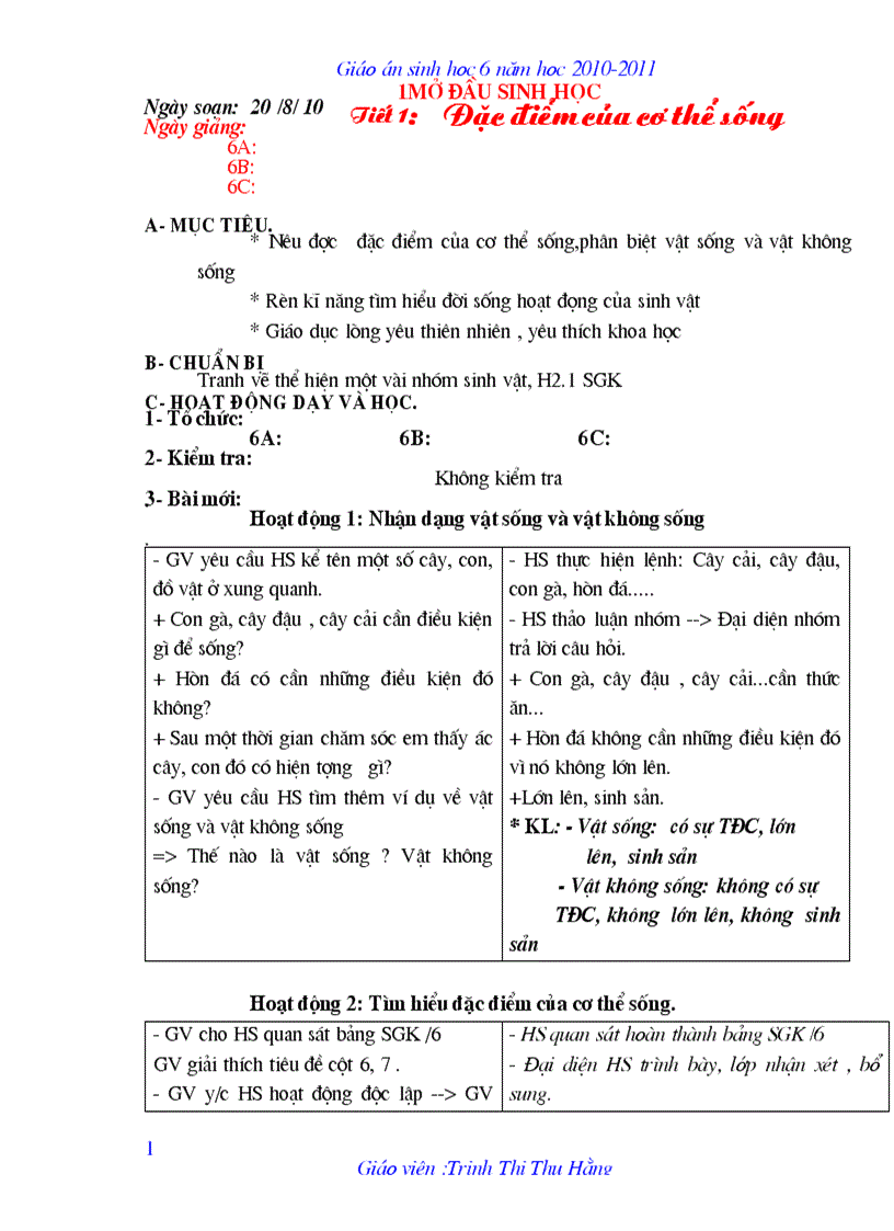 image for page Giáo án sinh theo chuan kt