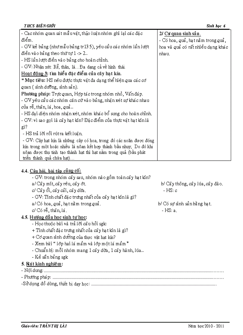 image for page Hạt kín lớp 1 lá mầm lớp 2 lá mầm