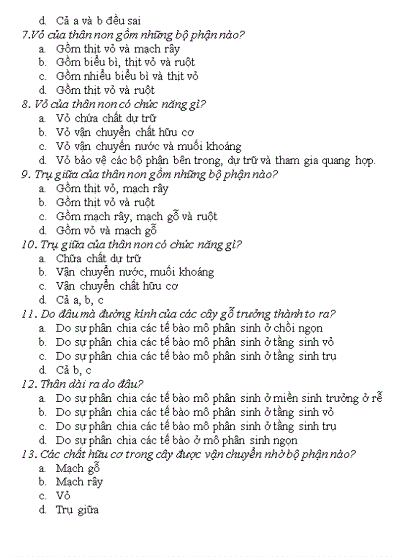 image for page Ngân hàng câu hỏi sinh 6 2011