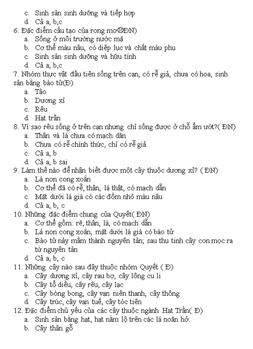 image for page Ngân hàng câu hỏi sinh 6 2011