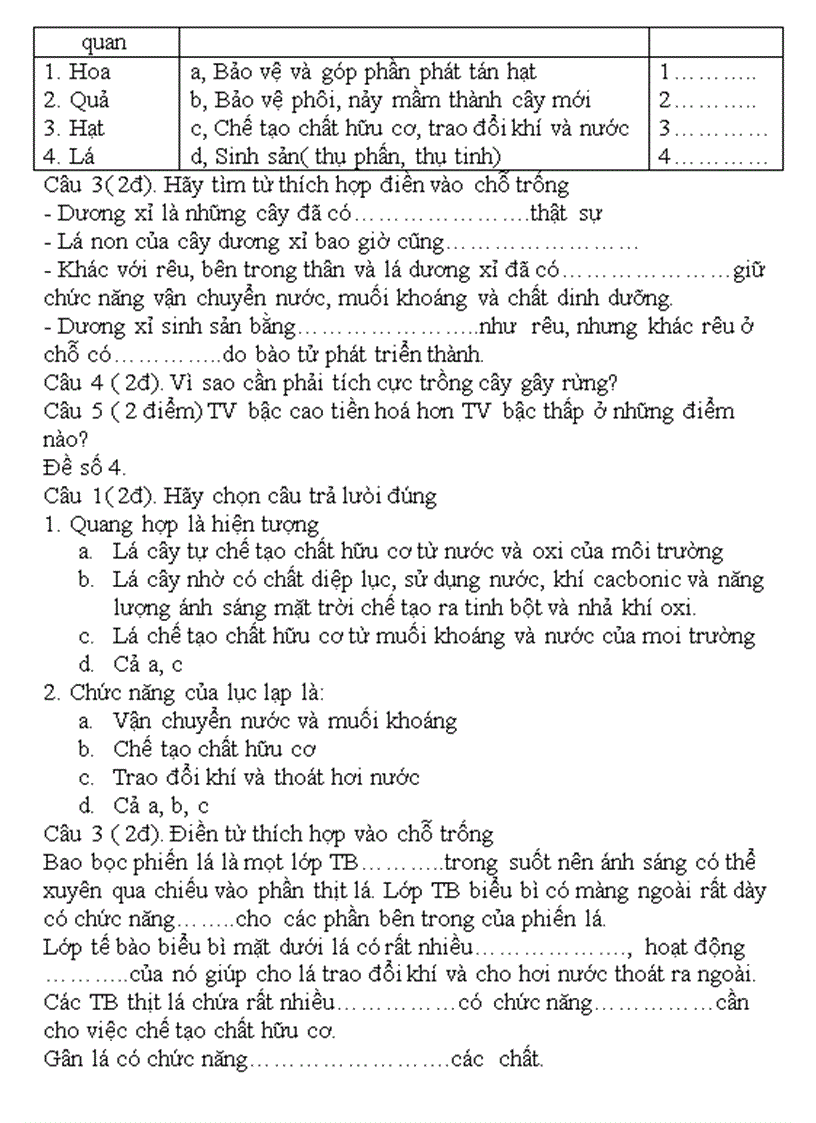 image for page Ngân hàng câu hỏi sinh 6 2011