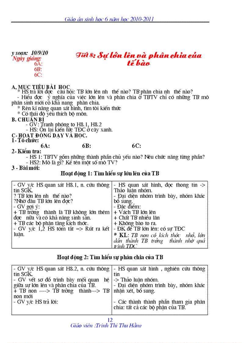 image for page Sinh 6 theo chuẩn kt