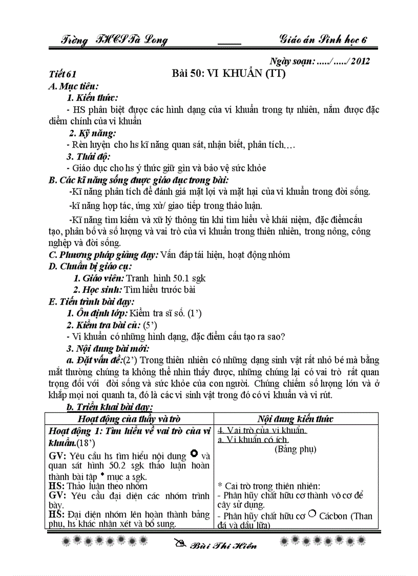 image for page Sinh 6 tiet 61 theo chuan KT KN co KNS