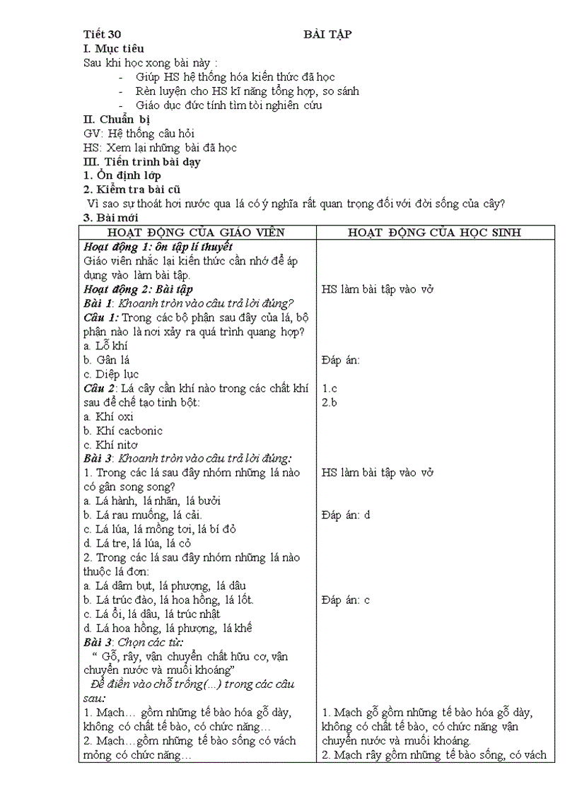 image for page Tiet 30 31 sinh hoc 6