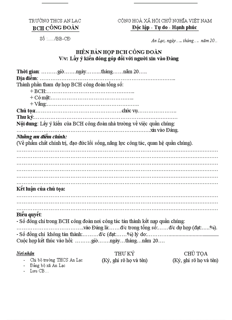 image for page Biên bản họp BCH công đoàn