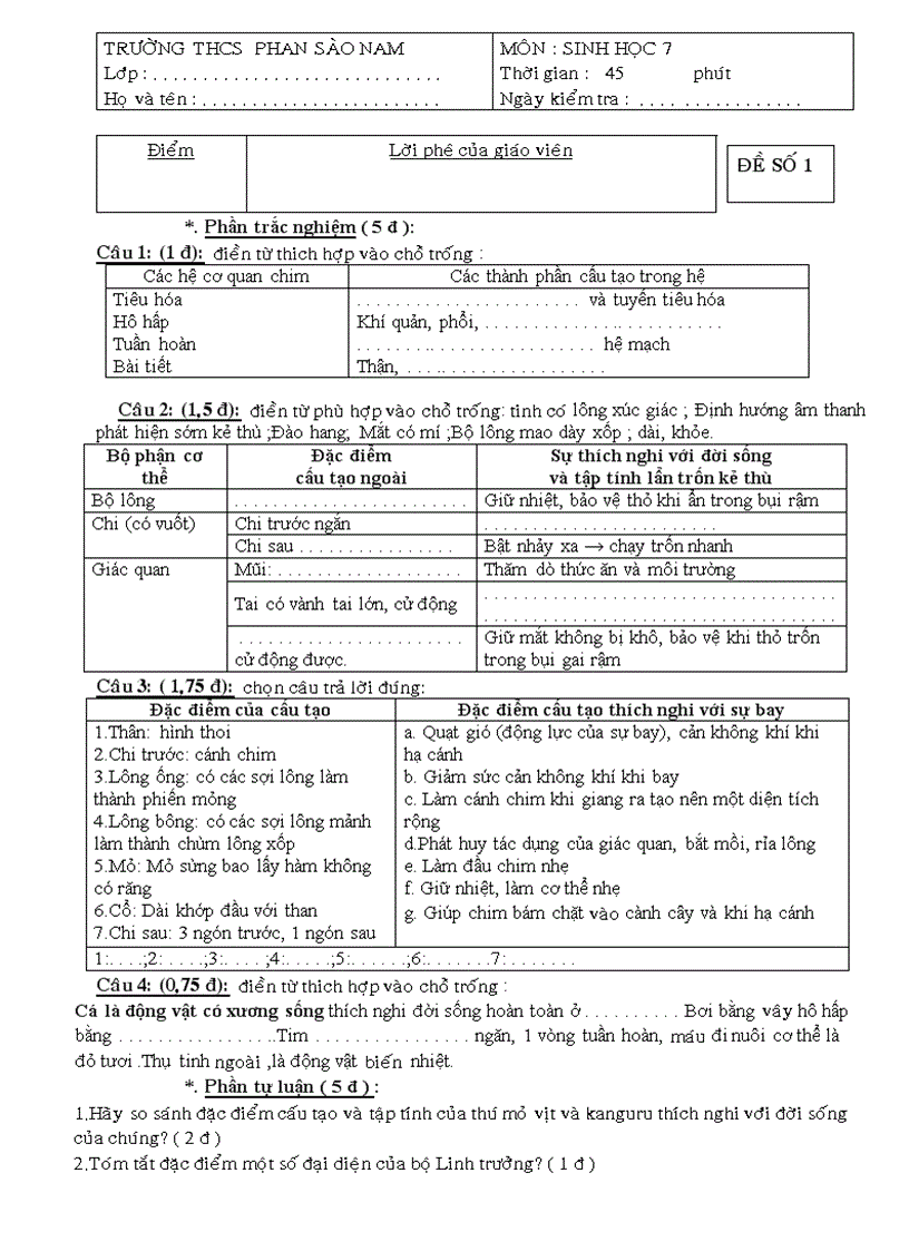 image for page Đề thi HK II Sinh 7