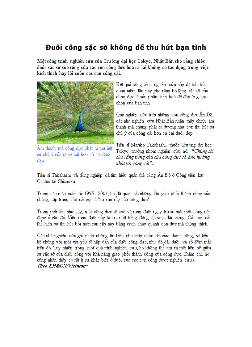 image for page Đuôi công sặc sỡ không để thu hút bạn tình