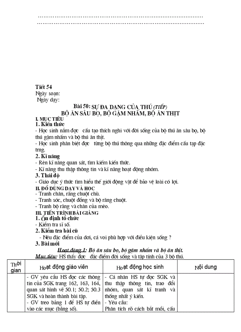 image for page Ga sinh học 7 hkii 2011 2012 4 cột