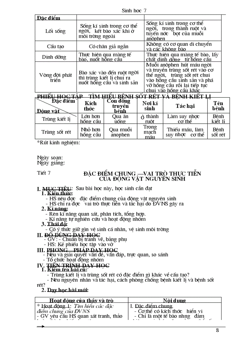 image for page Giao an sinh 7 chuan hothot