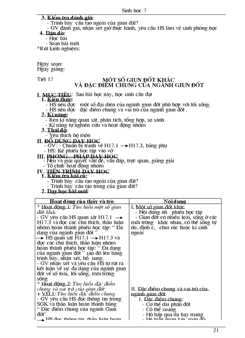 image for page Giao an sinh 7 chuan hothot