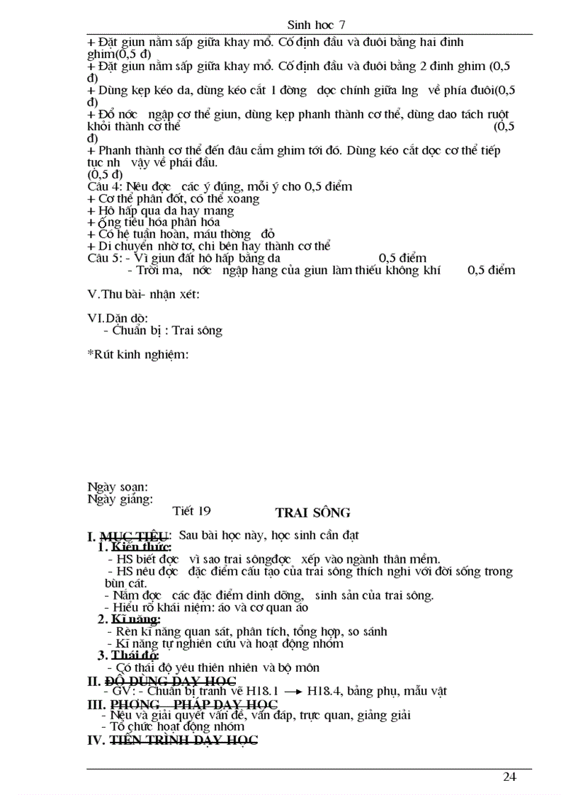 image for page Giao an sinh 7 chuan hothot