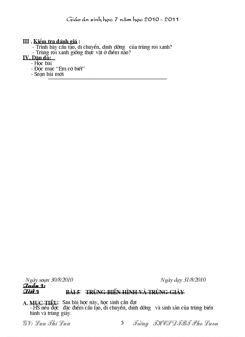 image for page Giao an Sinh 7 Chuan KT