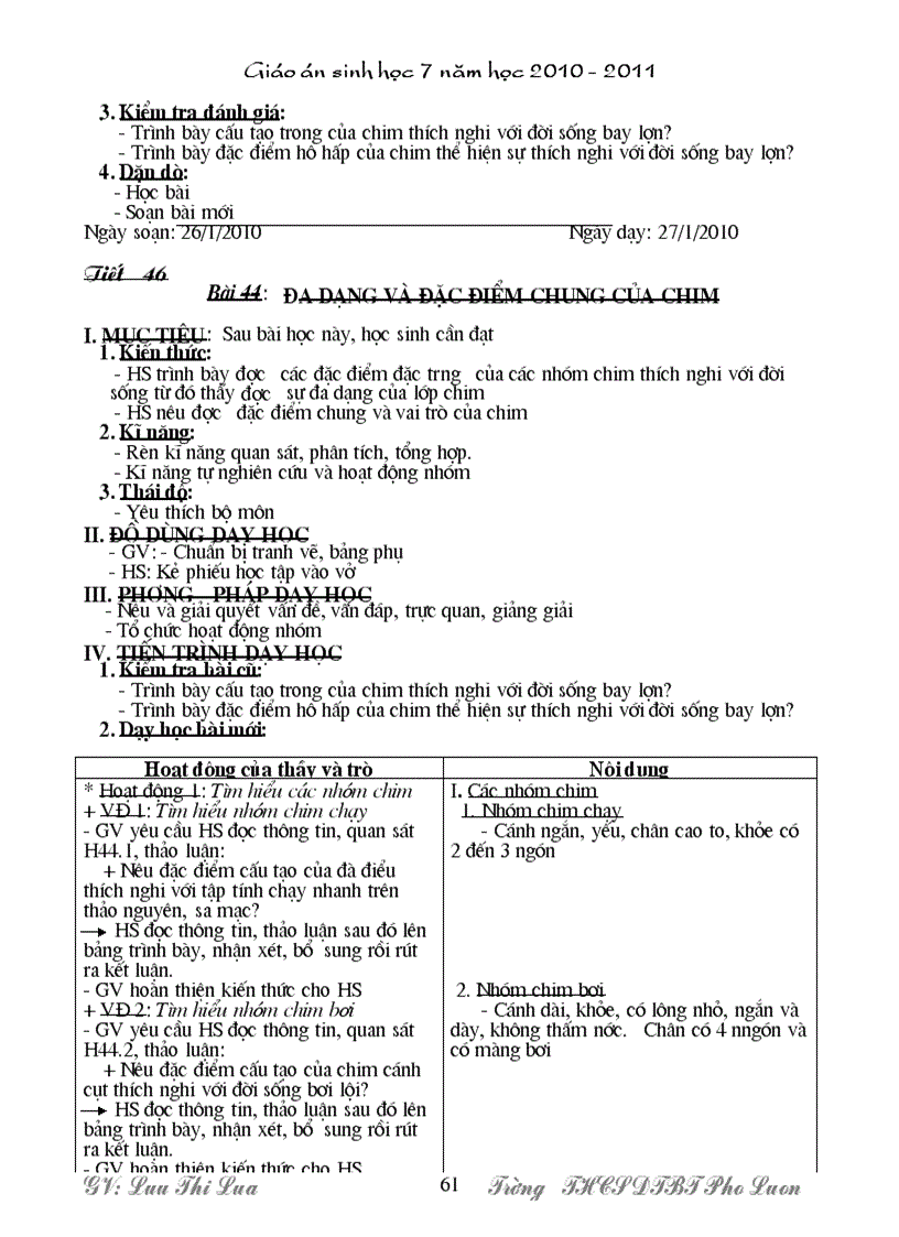 image for page Giao an Sinh 7 Chuan KT