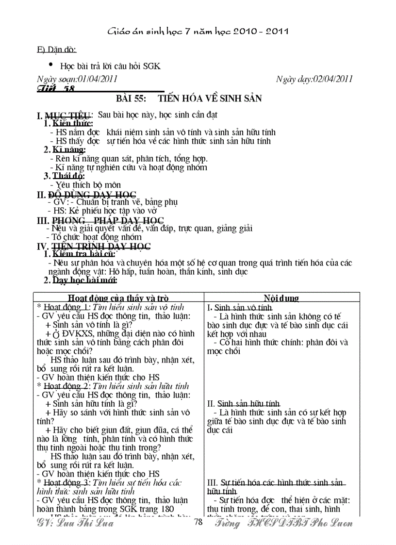 image for page Giao an Sinh 7 Chuan KT