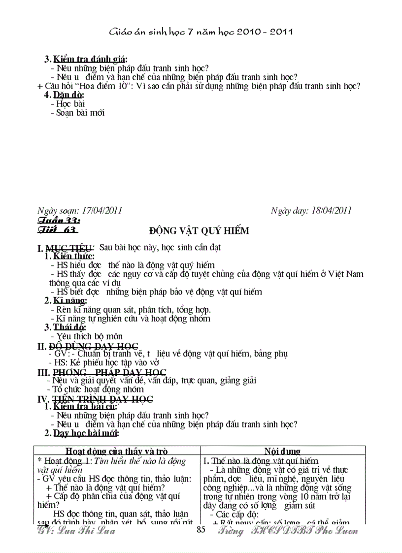 image for page Giao an Sinh 7 Chuan KT