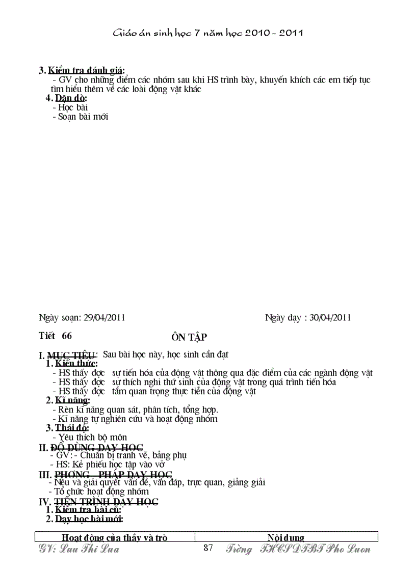 image for page Giao an Sinh 7 Chuan KT