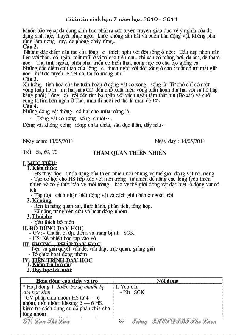 image for page Giao an Sinh 7 Chuan KT