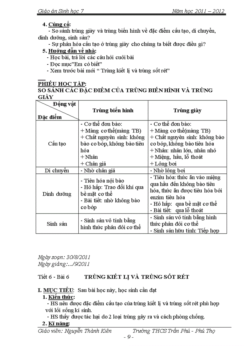 image for page Giao an Sinh 7 chuan net