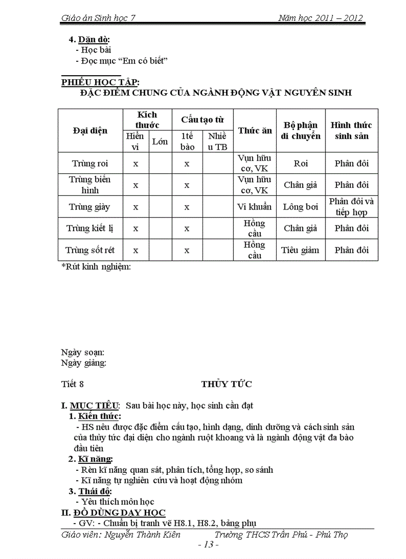 image for page Giao an Sinh 7 chuan net