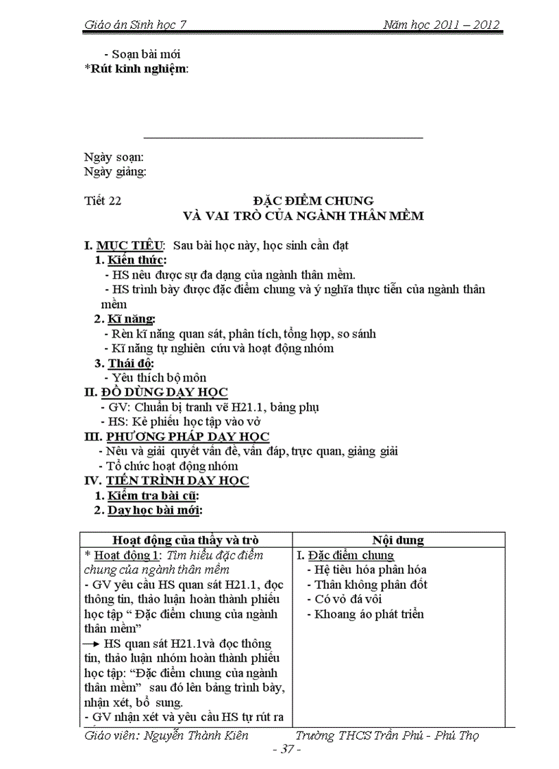 image for page Giao an Sinh 7 chuan net