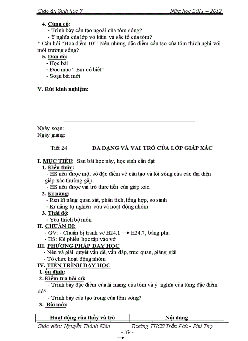 image for page Giao an Sinh 7 chuan net