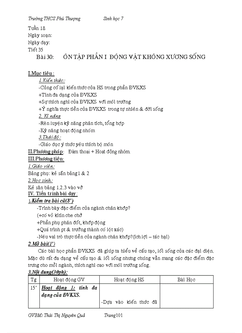 image for page Giáo án Sinh 7 hk1 rat hay