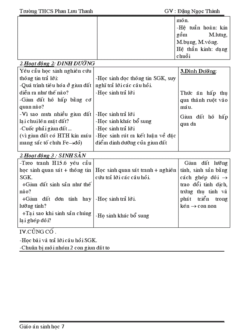 image for page Giáo án sinh 7 học kì i rất hay
