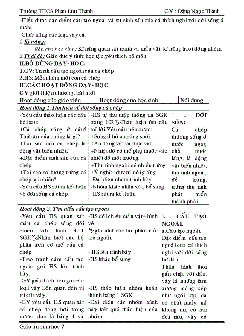 image for page Giáo án sinh 7 học kì i rất hay
