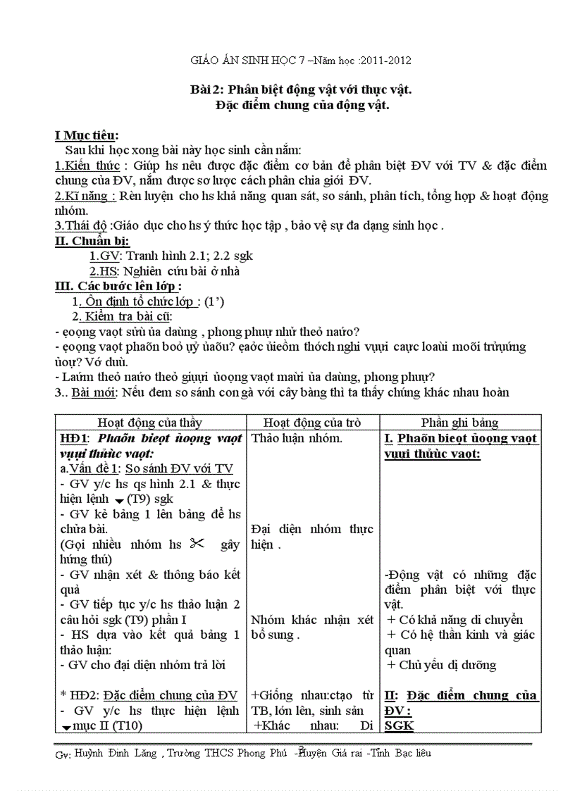 image for page Giáo án sinh 7 trọn bộ ba cột theo CKTKN