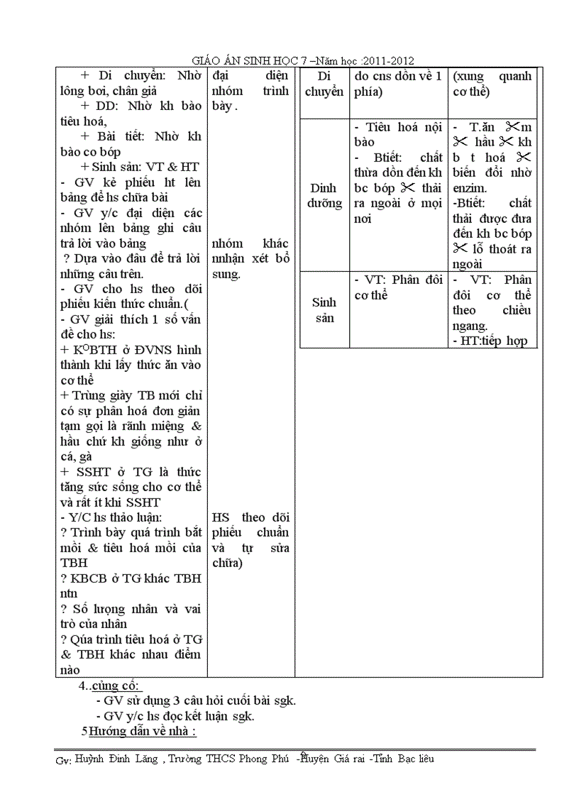 image for page Giáo án sinh 7 trọn bộ ba cột theo CKTKN