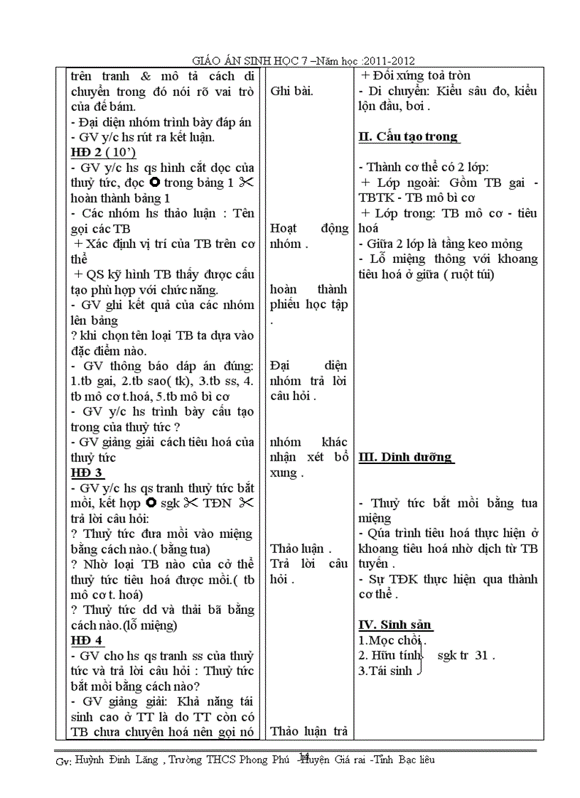 image for page Giáo án sinh 7 trọn bộ ba cột theo CKTKN