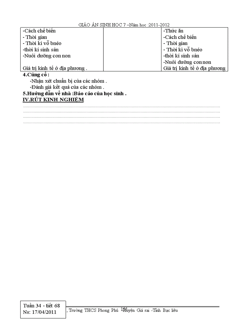 image for page Giáo án sinh 7 trọn bộ ba cột theo CKTKN