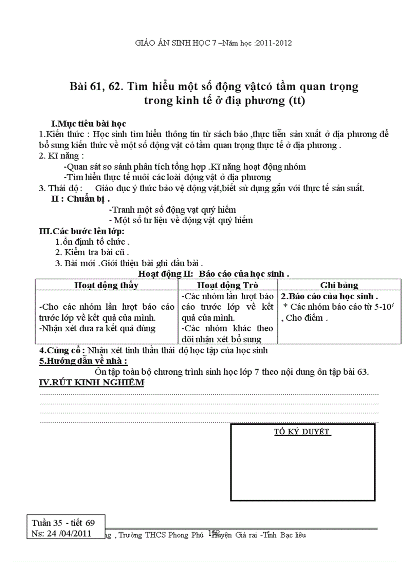 image for page Giáo án sinh 7 trọn bộ ba cột theo CKTKN