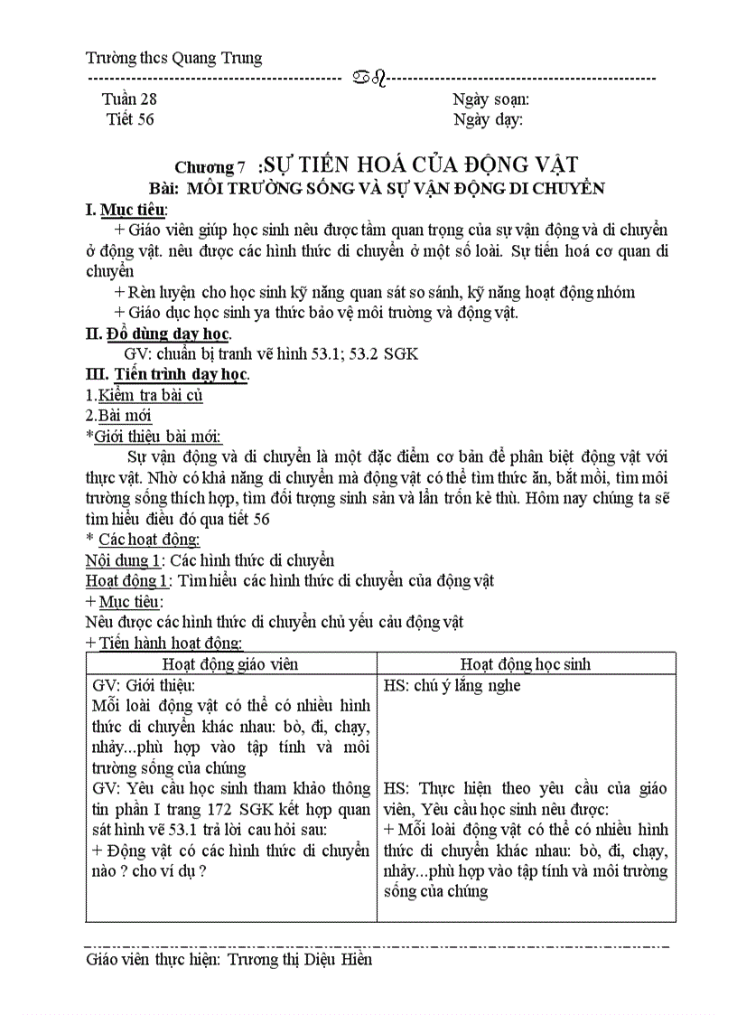 image for page Giáo án sinh 7 từ tiết 54 62