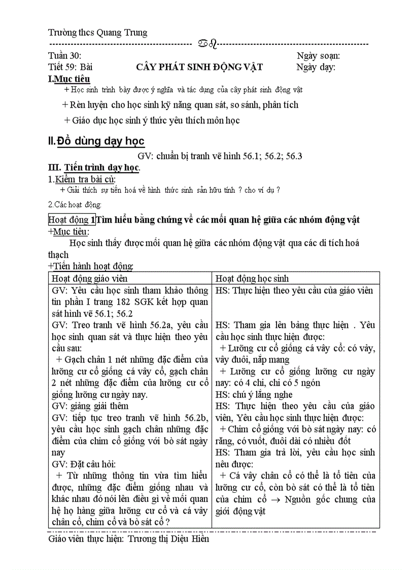 image for page Giáo án sinh 7 từ tiết 54 62