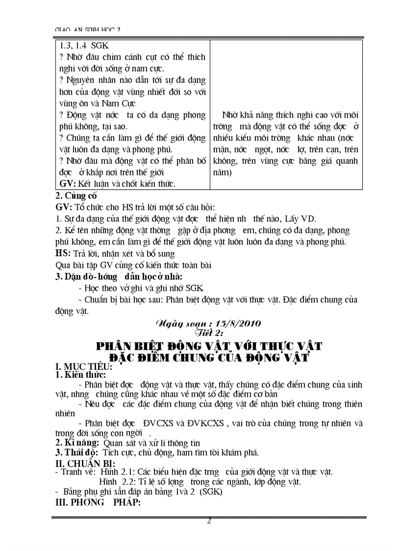 image for page Giao an sinh 7 2 cot 70 tiet